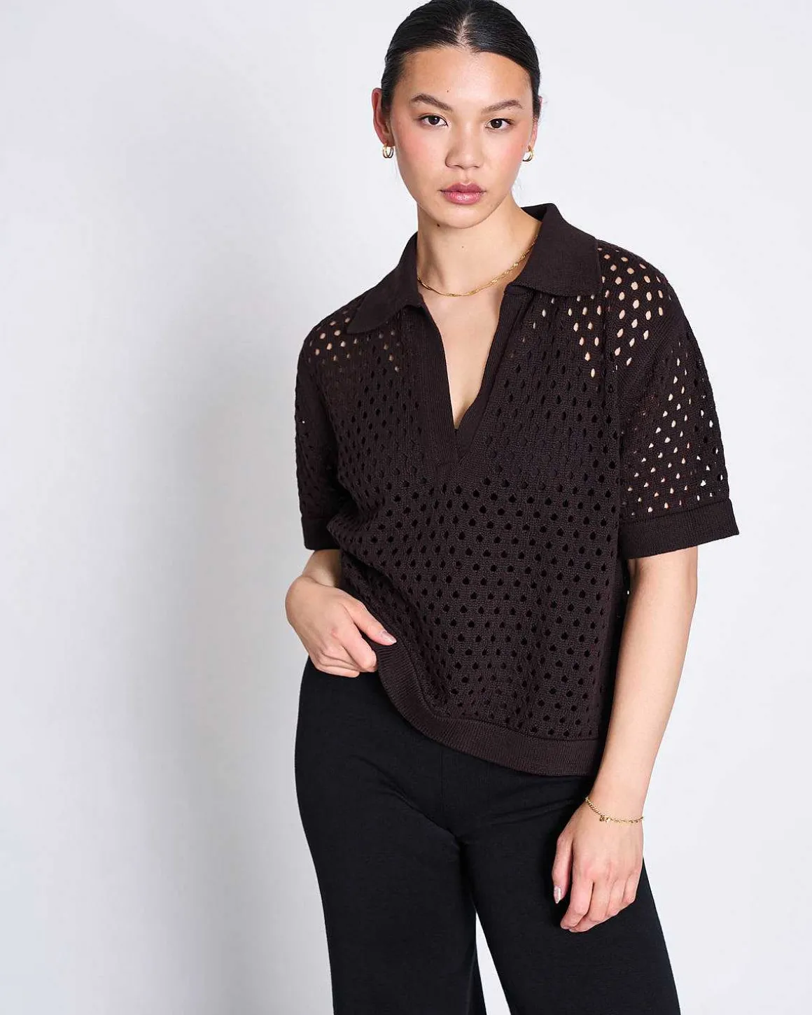 Ajour T-Shirt Gills Espresso Gots