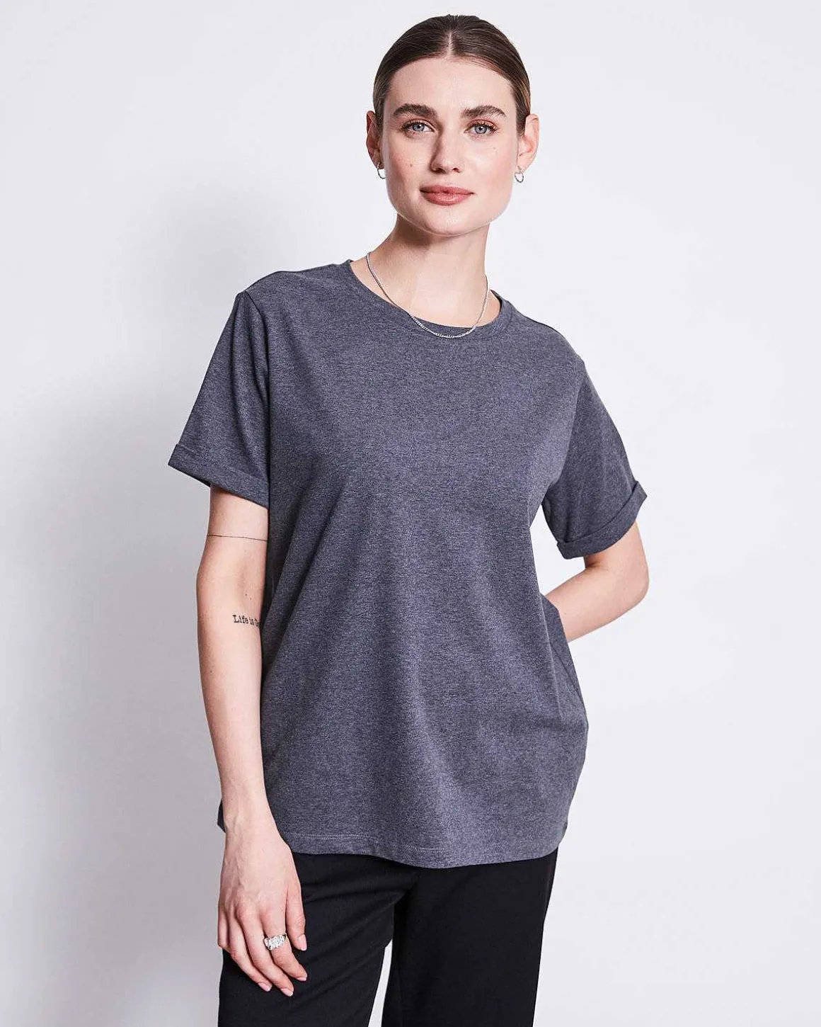 Brushed T-Shirt Boy Dark Grey Gots