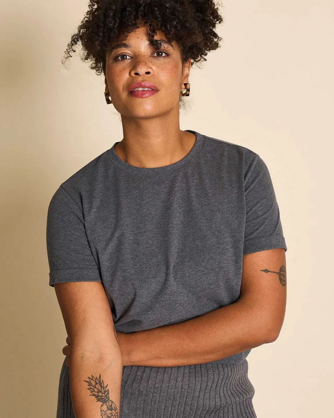 Brushed T-Shirt Boy Dark Grey Gots