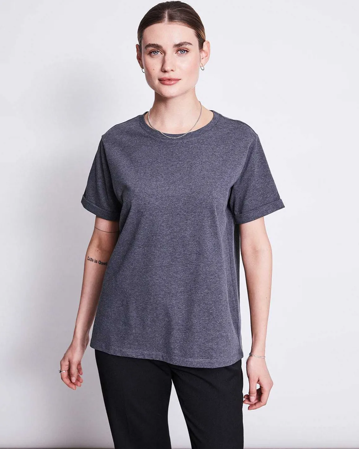 Brushed T-Shirt Boy Dark Grey Gots