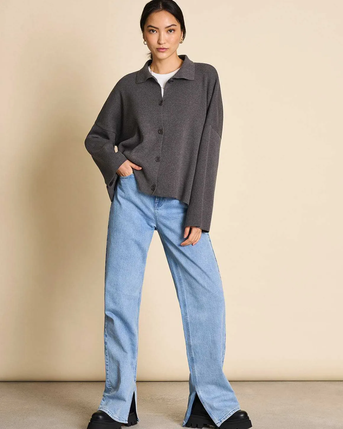 Cardigan Anjo Dark Grey Gots