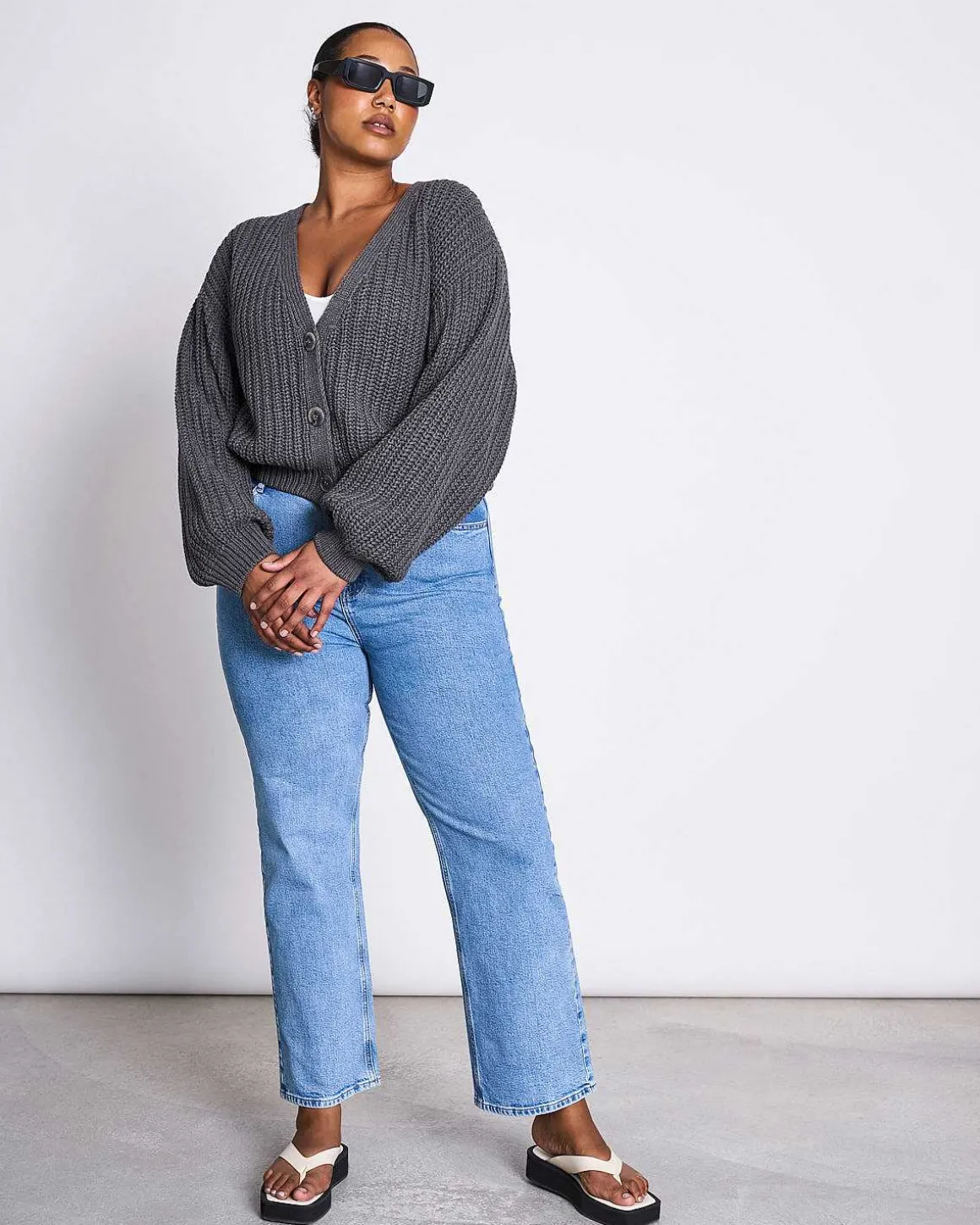 Chunky Cardigan Lena Dark Grey Gots