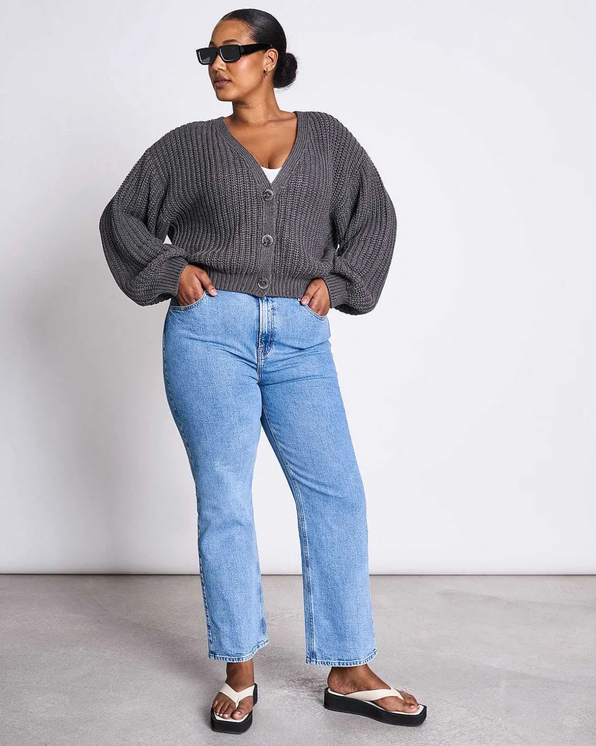 Chunky Cardigan Lena Dark Grey Gots