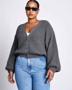 Chunky Cardigan Lena Dark Grey Gots