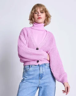 Chunky Cardigan Lena Hot Pink Gots