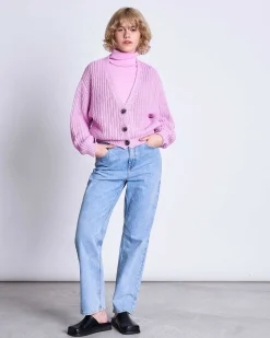 Chunky Cardigan Lena Hot Pink Gots