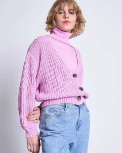 Chunky Cardigan Lena Hot Pink Gots