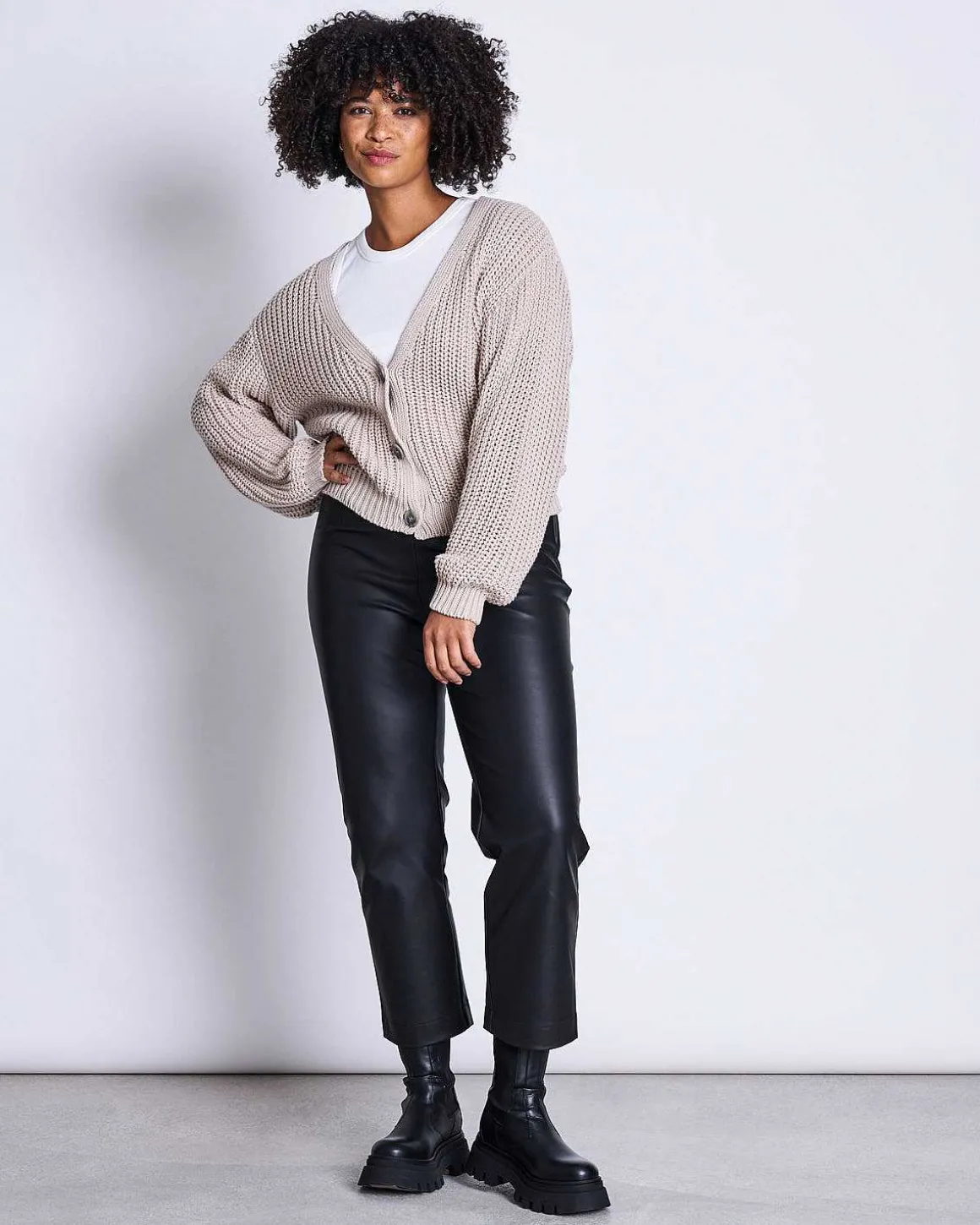 Chunky Cardigan Lena Ivory Gots