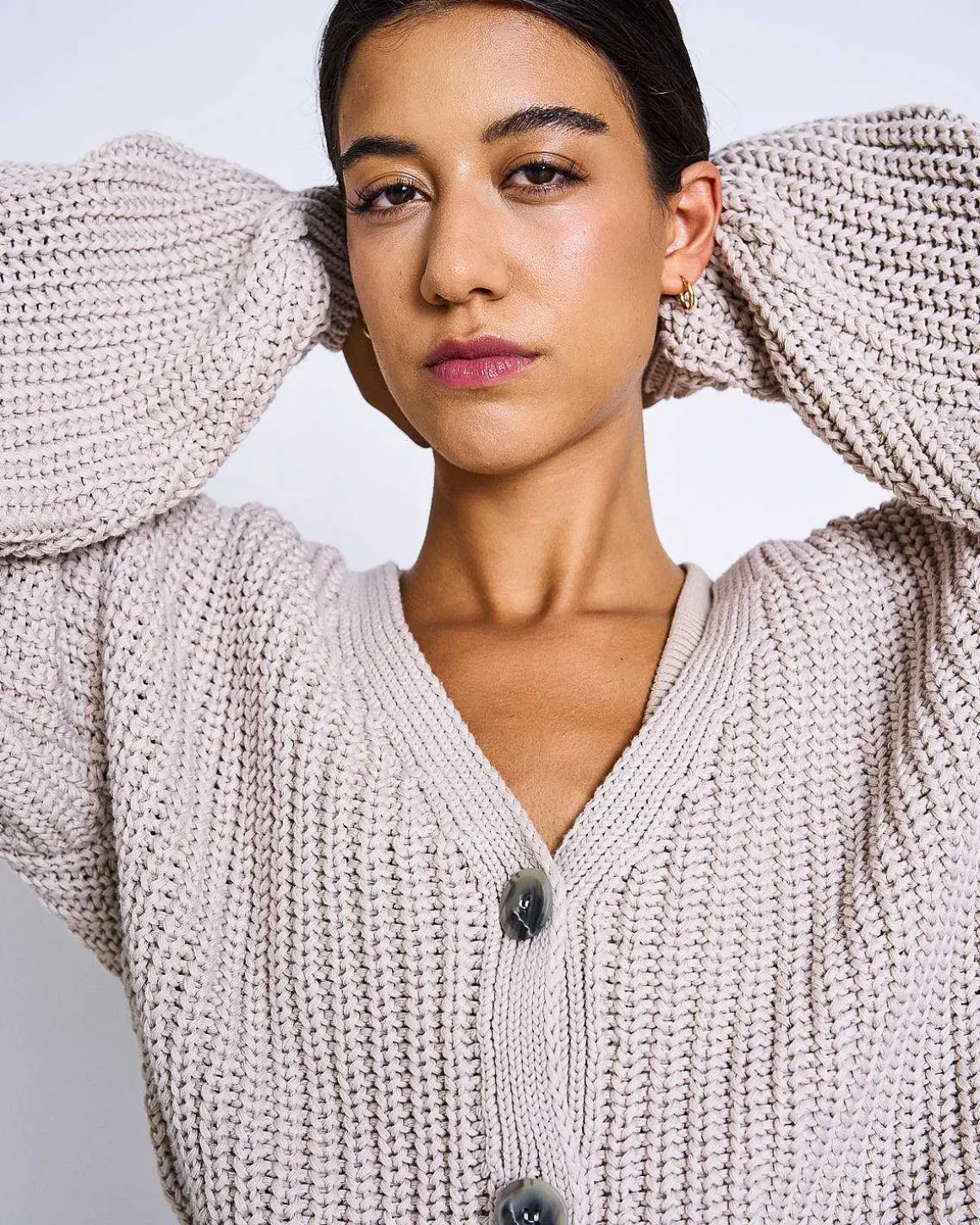 Chunky Cardigan Lena Ivory Gots