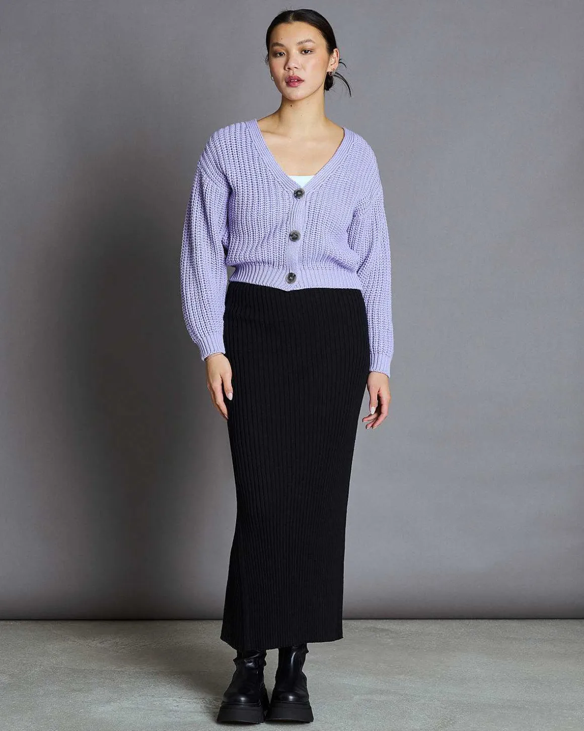 Chunky Cardigan Lena Lavender Gots