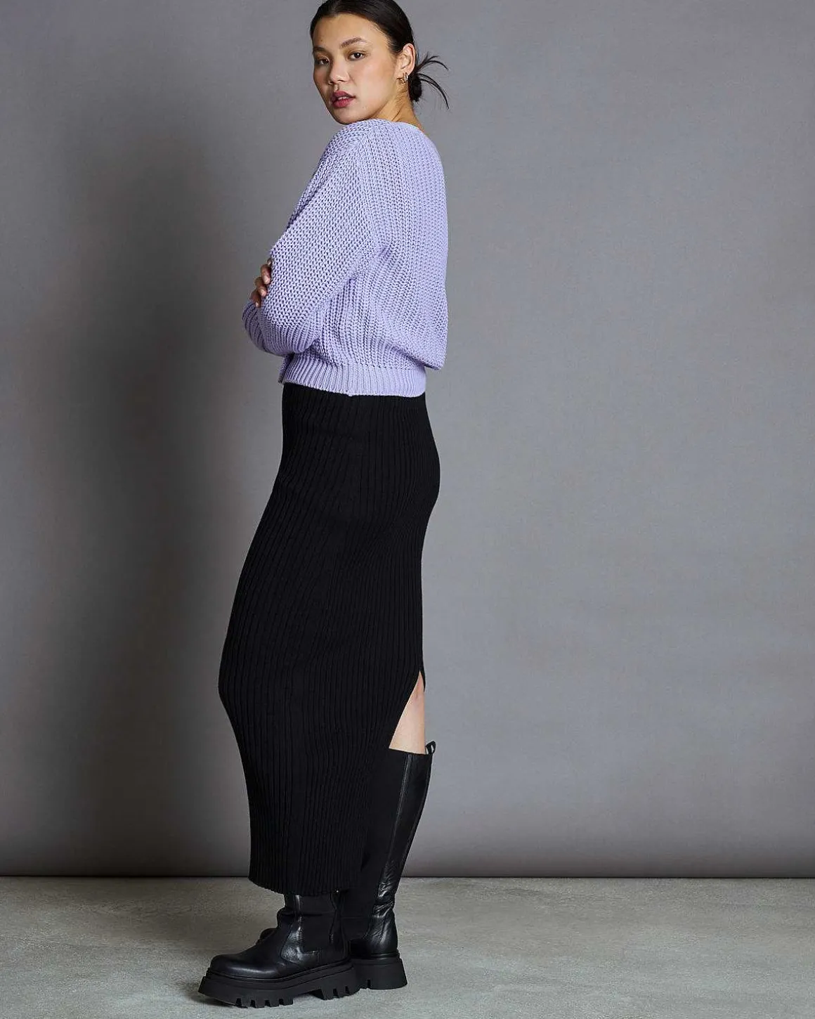 Chunky Cardigan Lena Lavender Gots