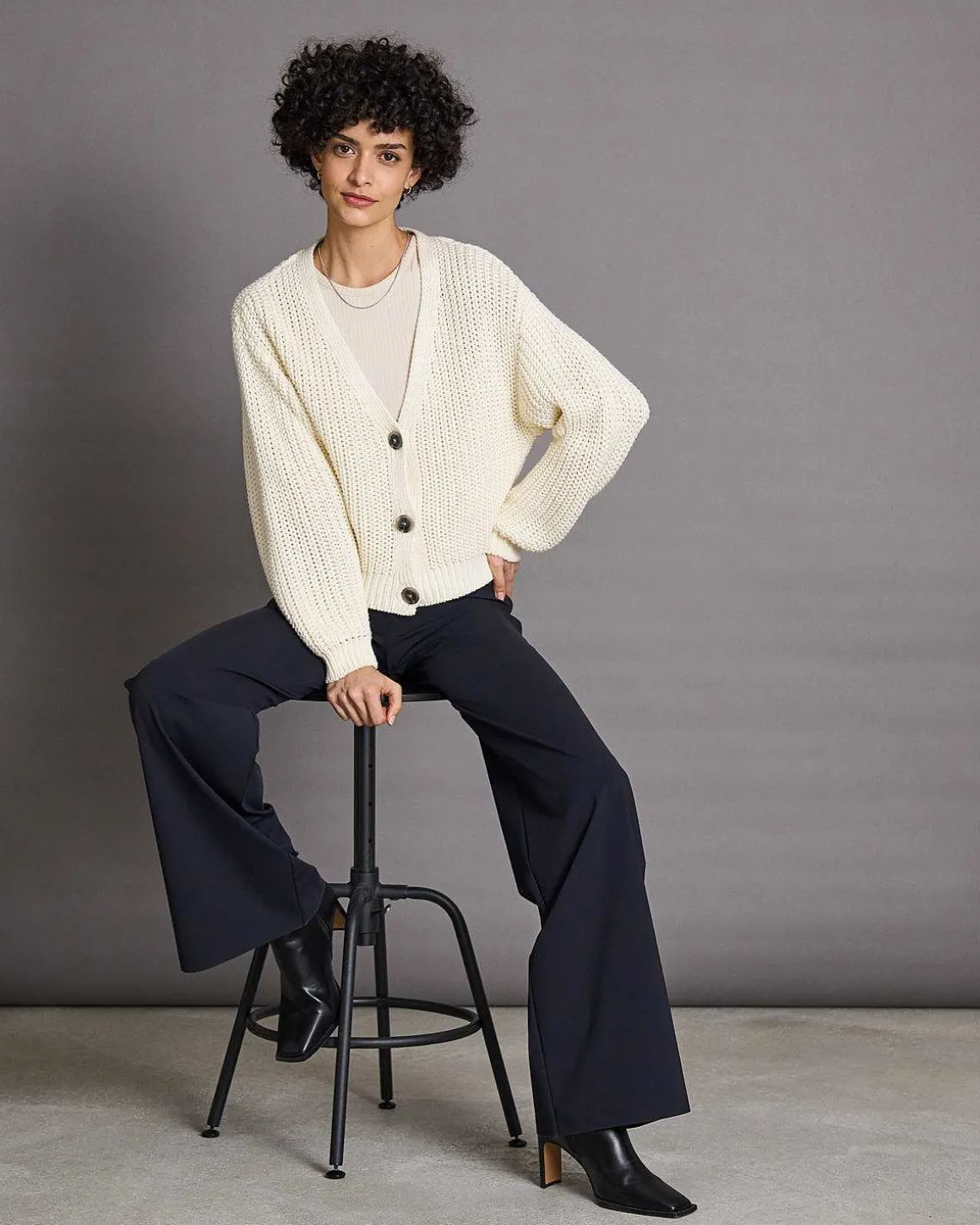 Chunky Cardigan Lena Offwhite Gots