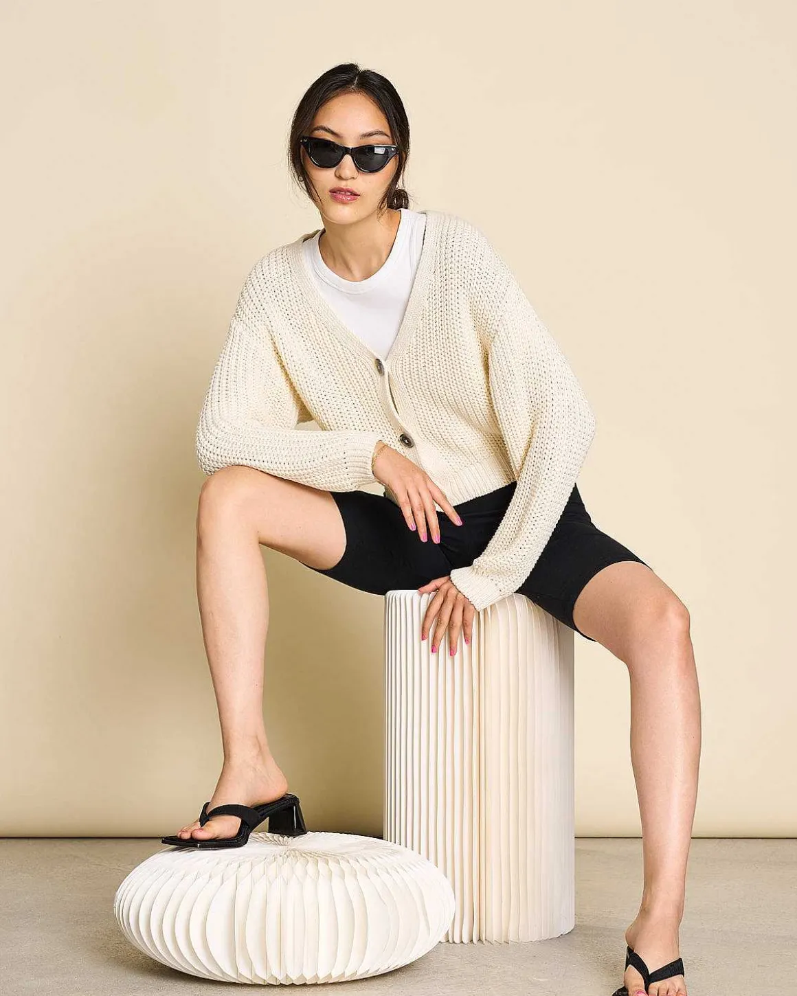 Chunky Cardigan Lena Offwhite Gots