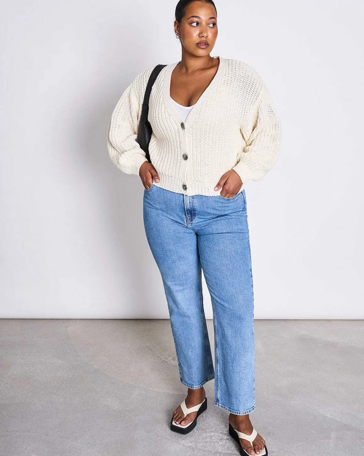 Chunky Cardigan Lena Offwhite Gots