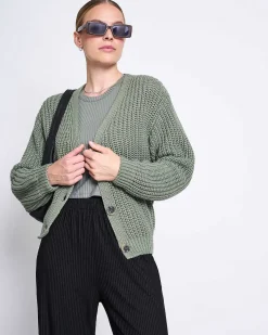 Chunky Cardigan Lena Sea Spray Gots