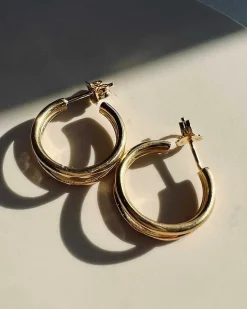 Dear Darling Berlin Double Hoop Earrings Gold