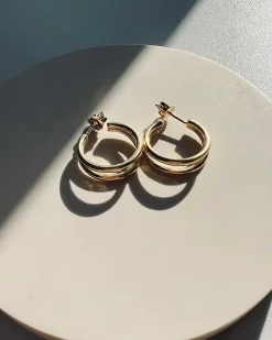 Dear Darling Berlin Double Hoop Earrings Gold
