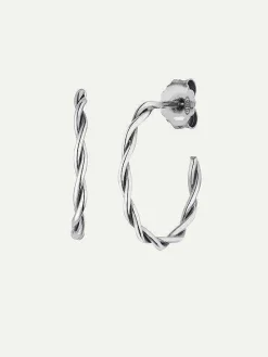 Dear Darling Berlin Twisted Hoop Earrings Silver
