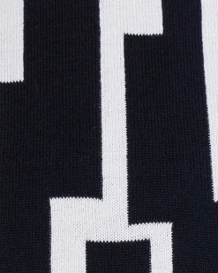 Knit Scarf Leno Offwhite Black Gots