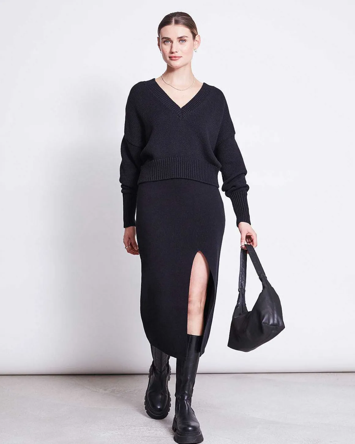 Knit Skirt Cero Black Gots