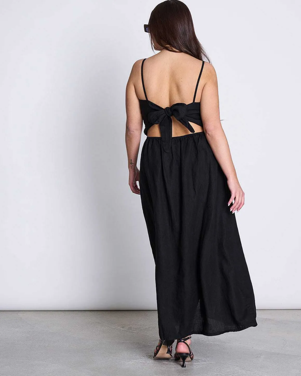 Linen Bow Dress Leuven Black