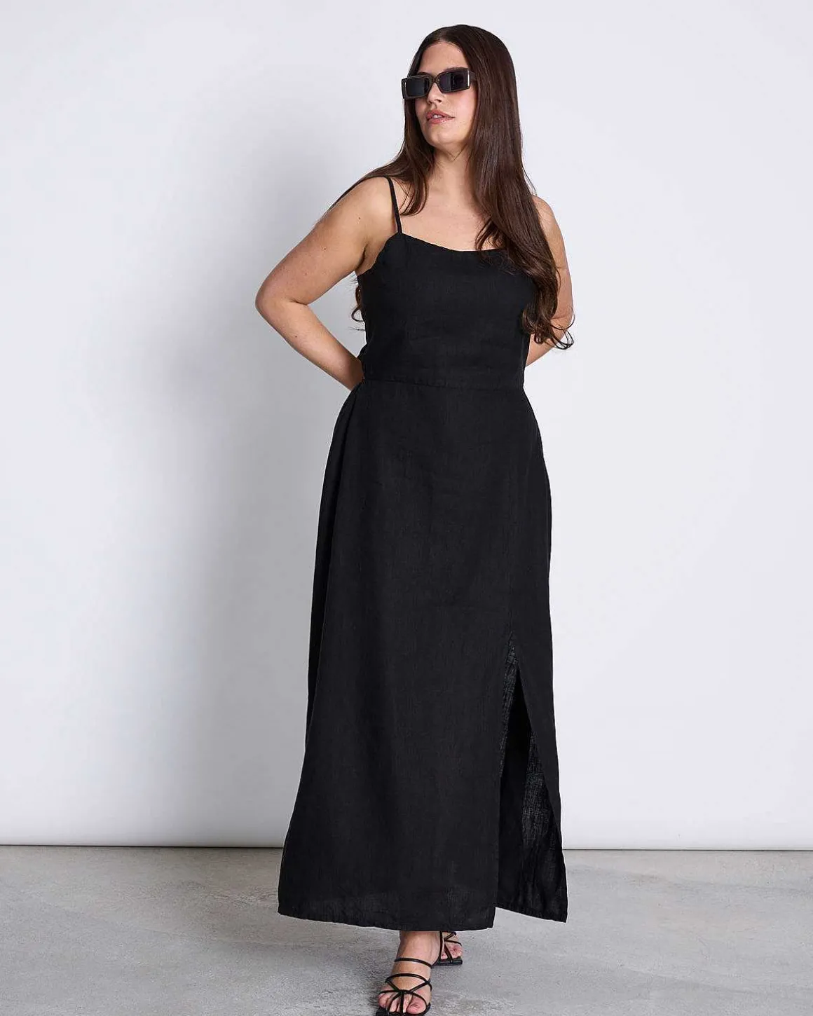 Linen Bow Dress Leuven Black