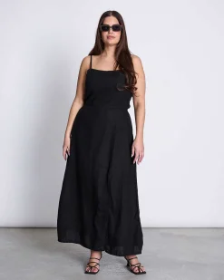 Linen Bow Dress Leuven Black