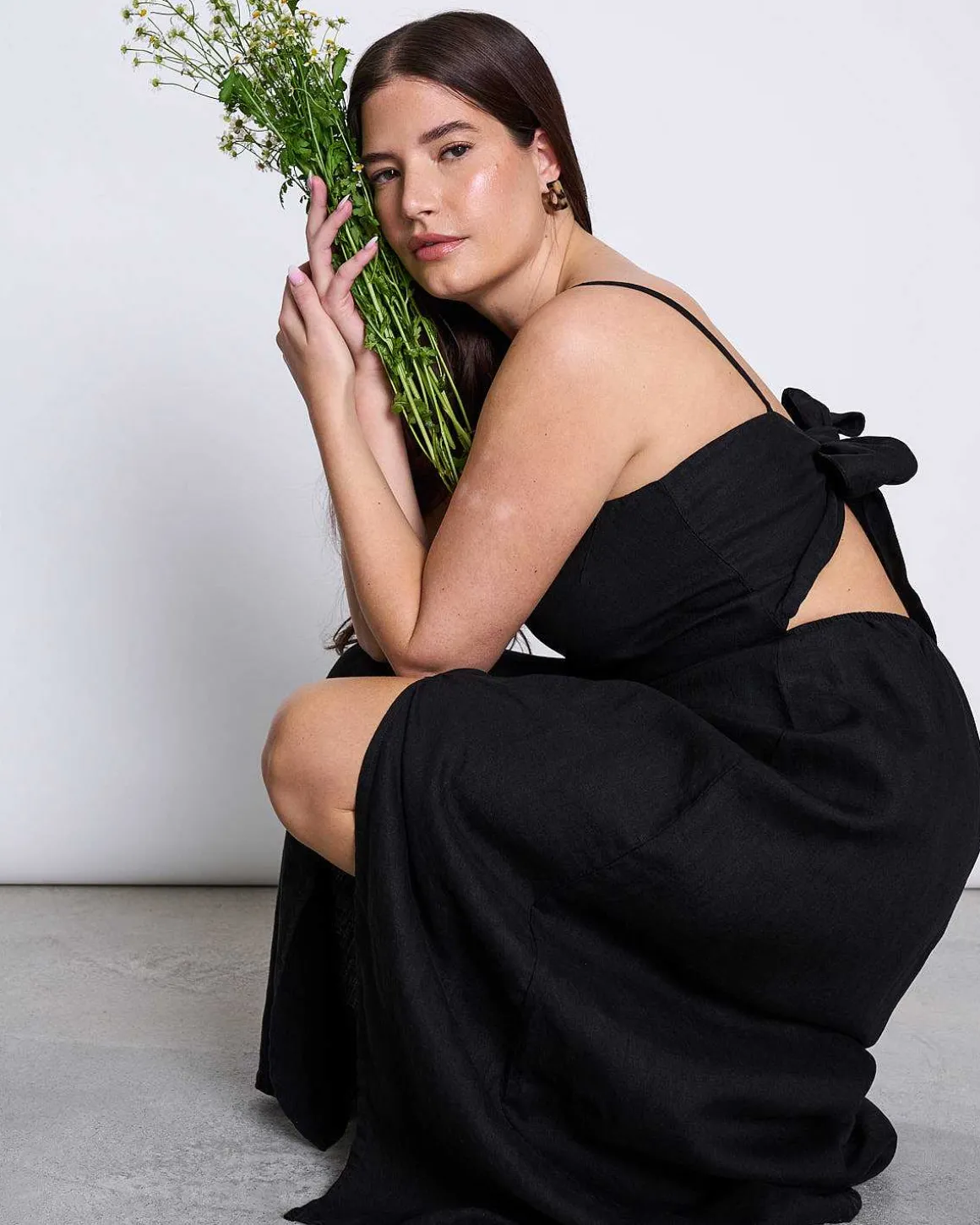 Linen Bow Dress Leuven Black