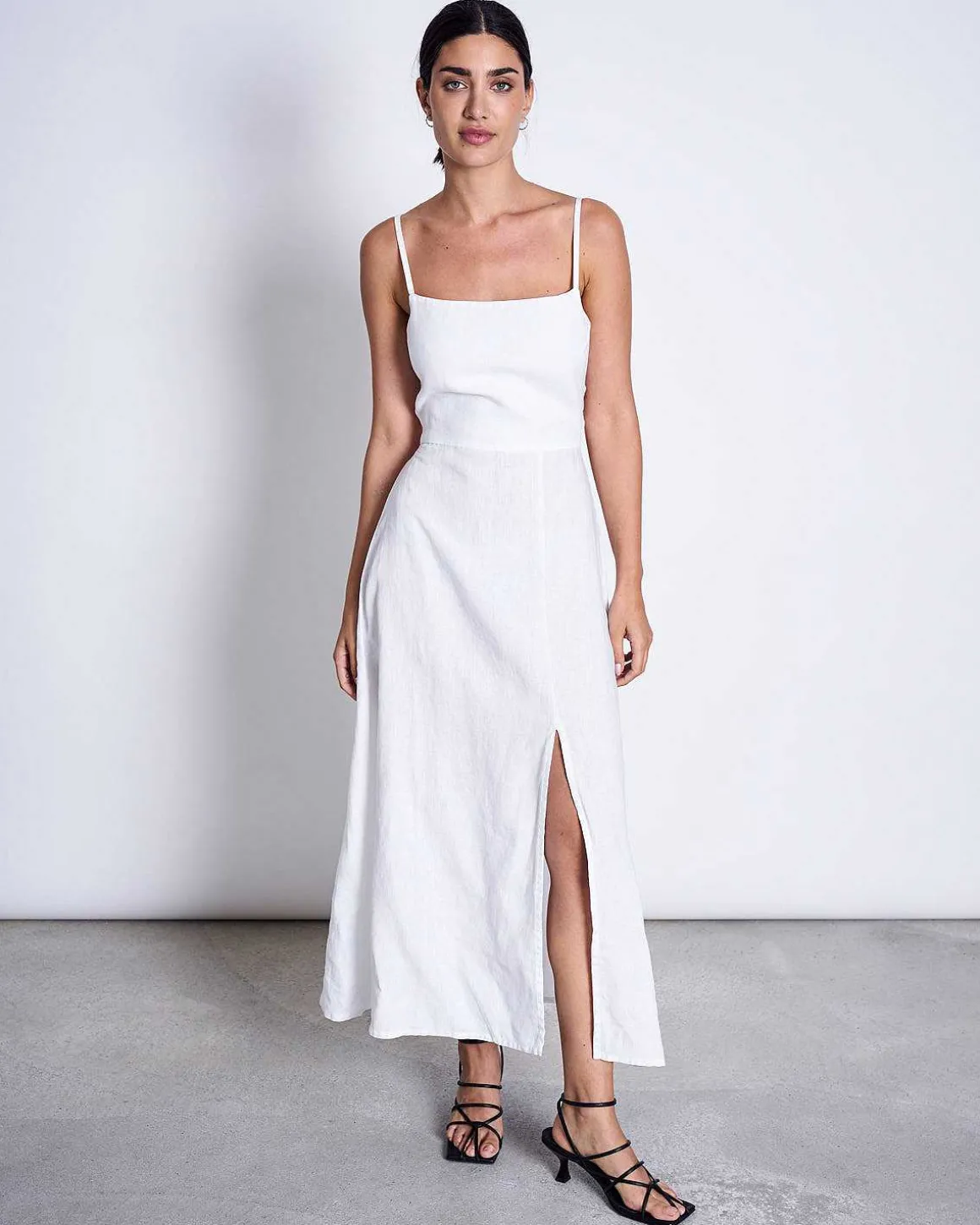 Linen Bow Dress Leuven White