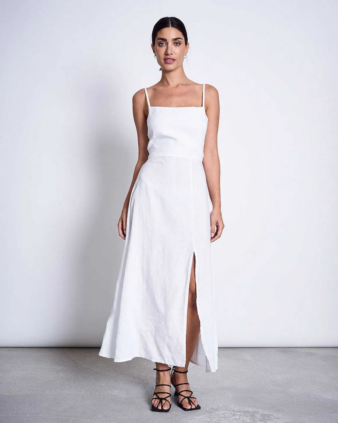 Linen Bow Dress Leuven White