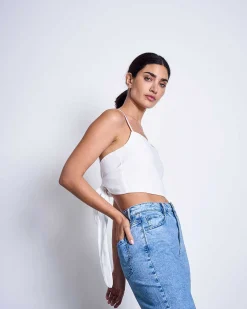 Linen Bow Top Arlon White