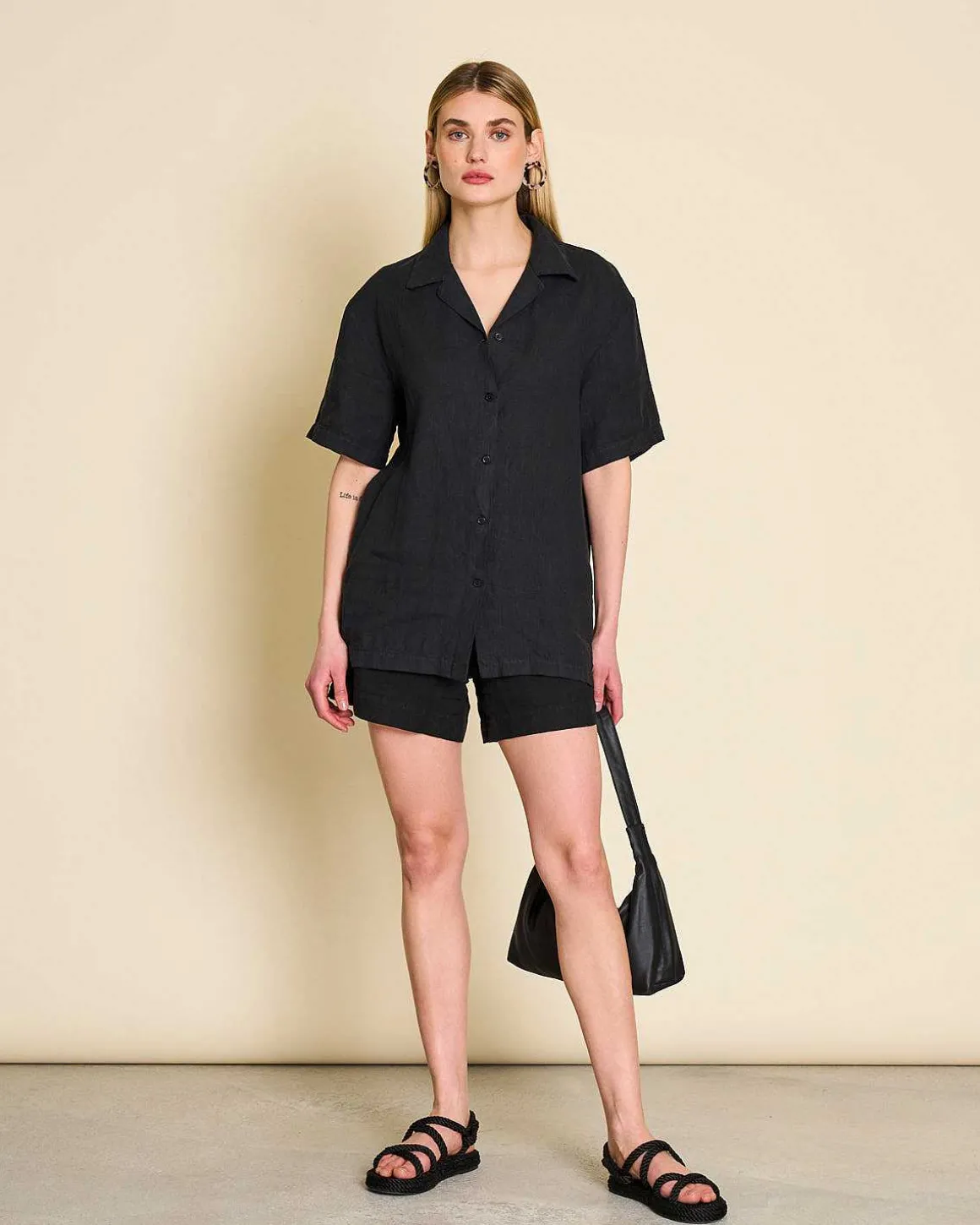 Linen Shorts Tournai Black