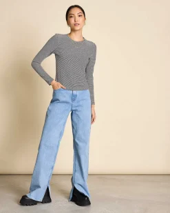 Longsleeve Perla Black White Striped