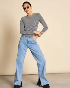 Longsleeve Perla Black White Striped