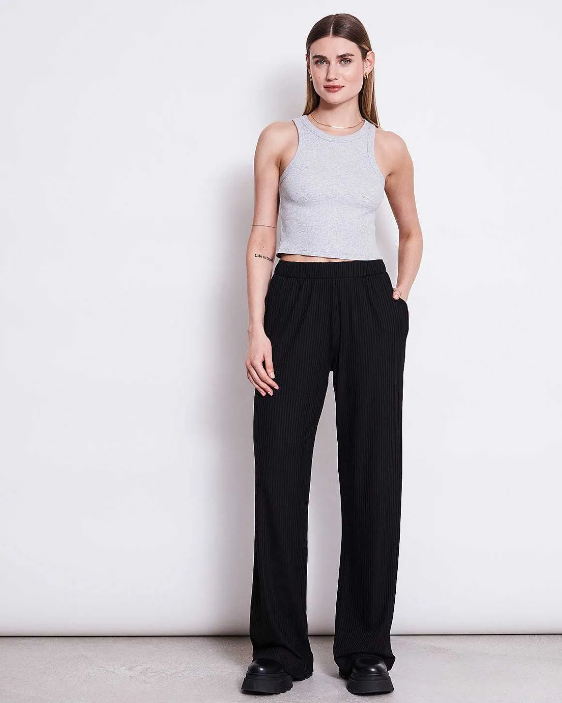 Lyocell Rib Pants Smilla Black