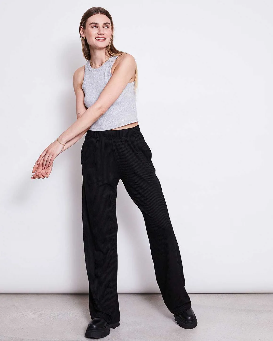Lyocell Rib Pants Smilla Black