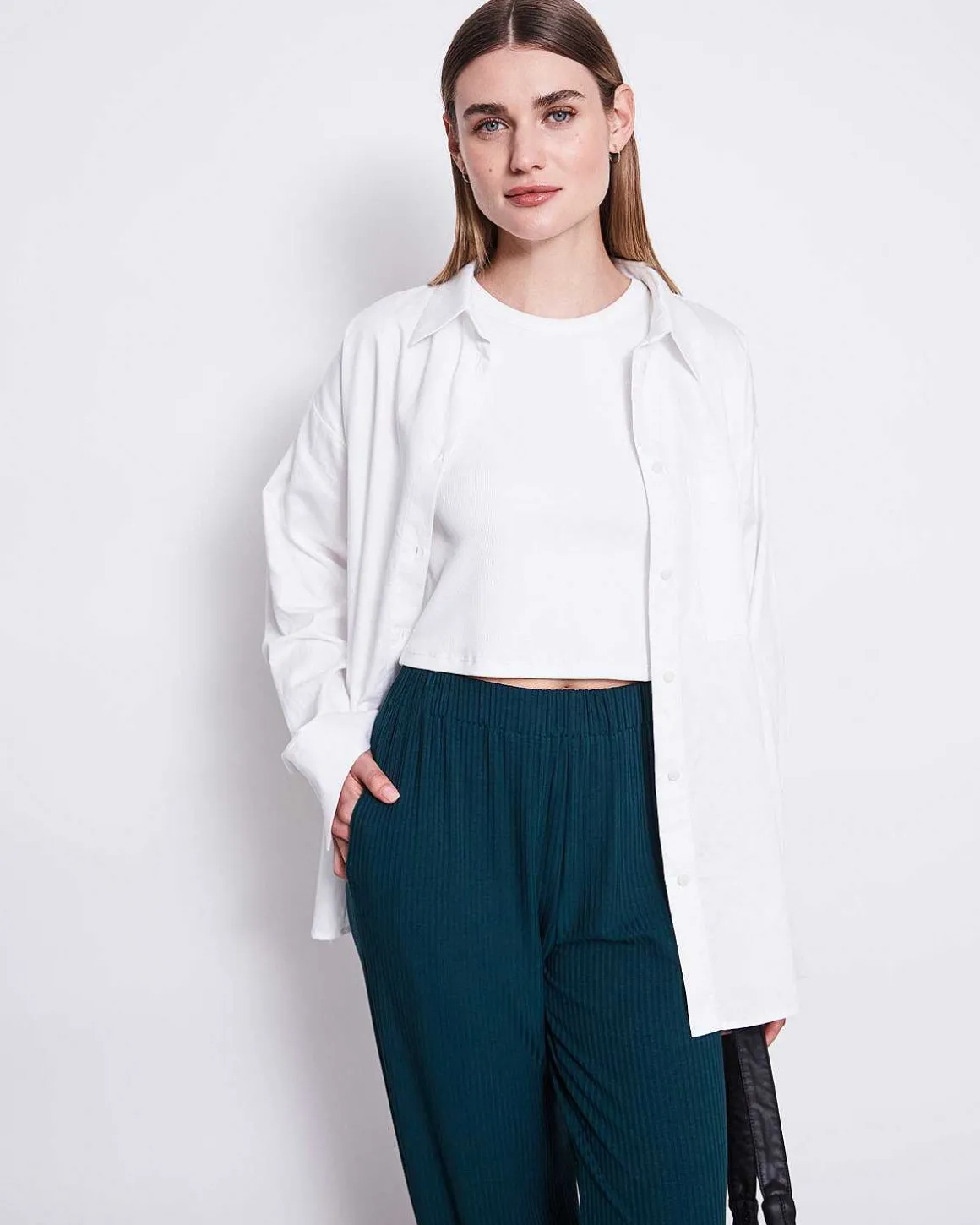 Lyocell Rib Pants Smilla Bottle Green