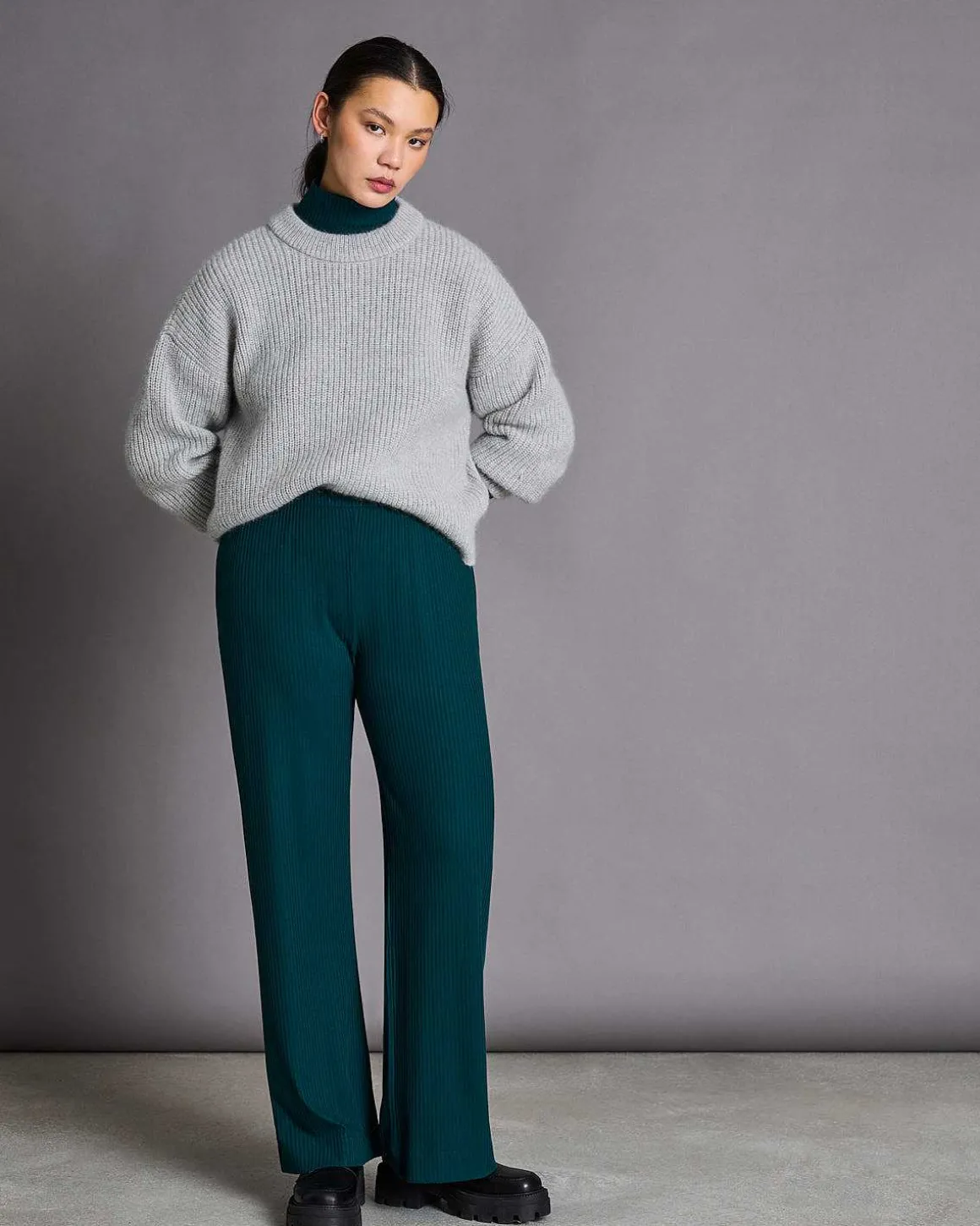 Lyocell Rib Pants Smilla Bottle Green