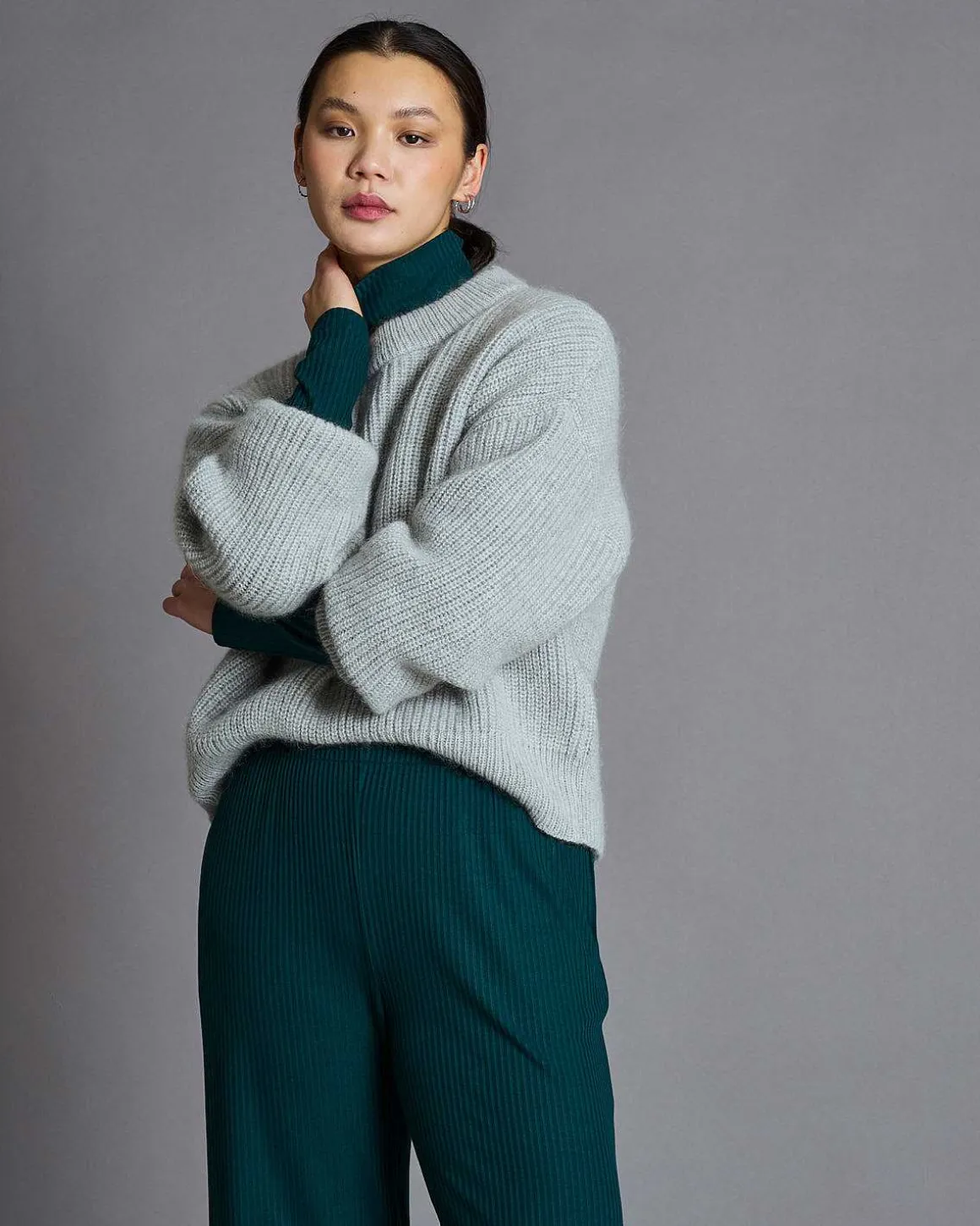 Lyocell Rib Pants Smilla Bottle Green