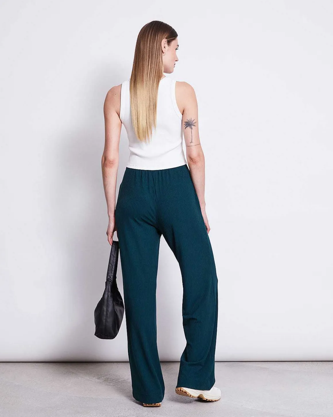 Lyocell Rib Pants Smilla Bottle Green