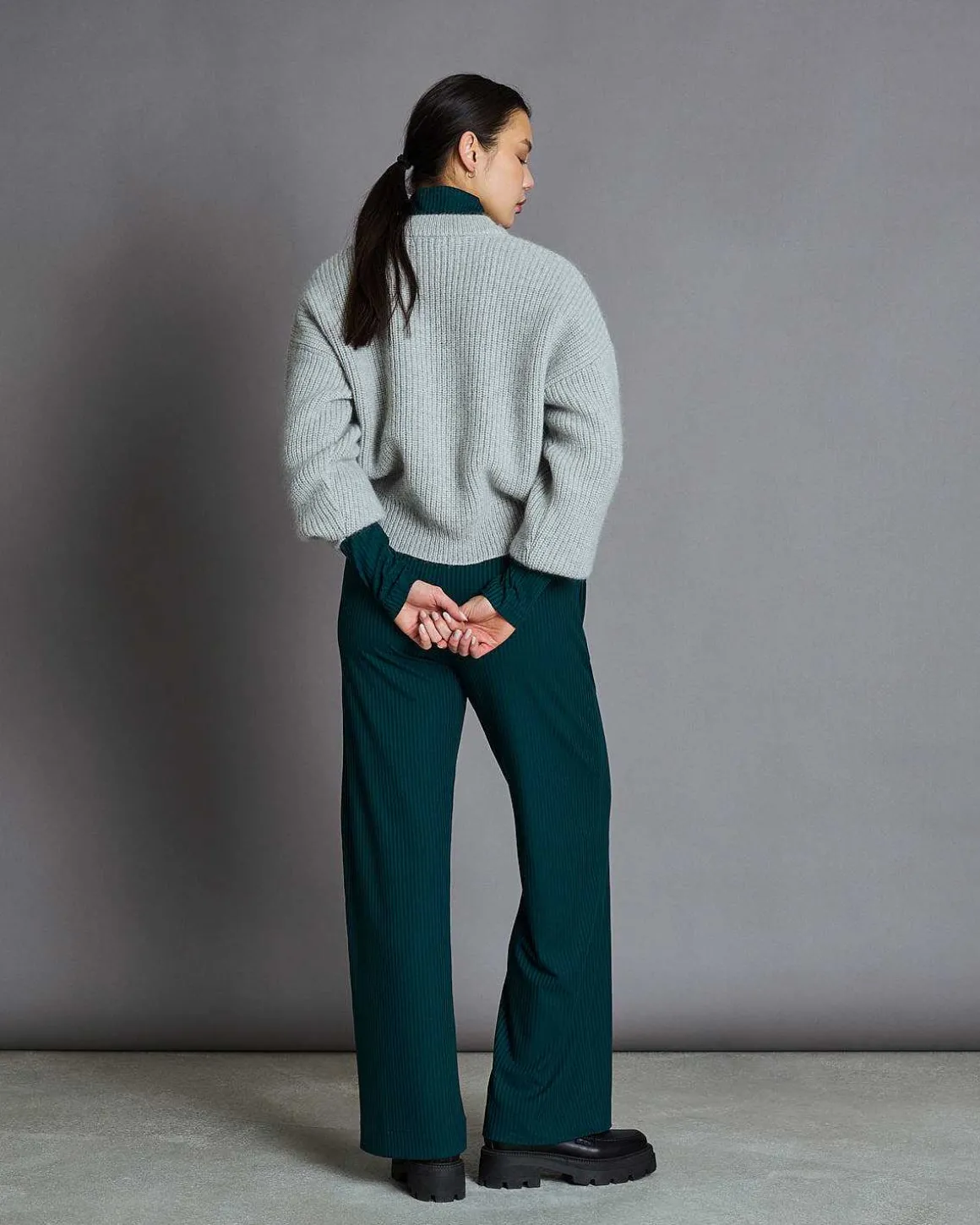 Lyocell Rib Pants Smilla Bottle Green