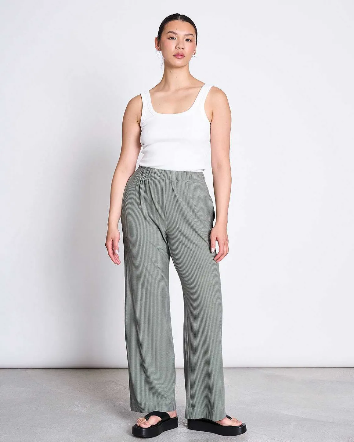 Lyocell Rib Pants Smilla Sea Spray