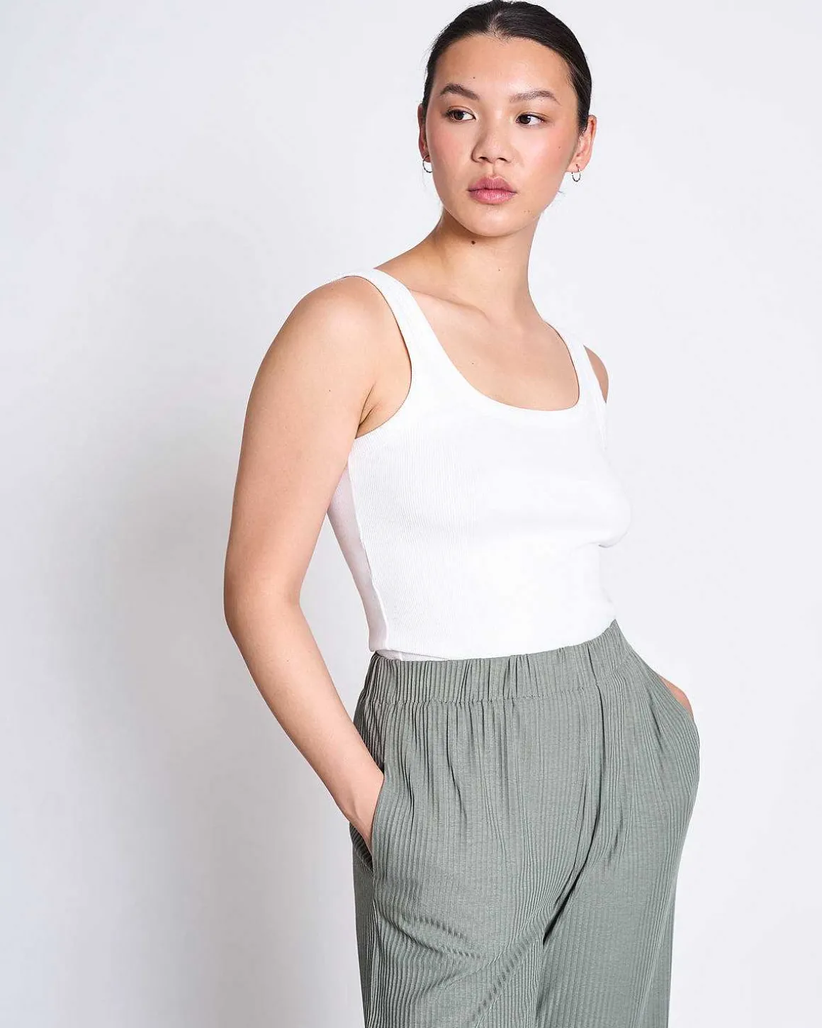 Lyocell Rib Pants Smilla Sea Spray