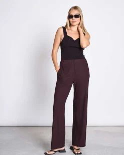 Lyocell Rib Pants Smilla Espresso