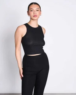 Lyocell Rib Tank Top Porto Black