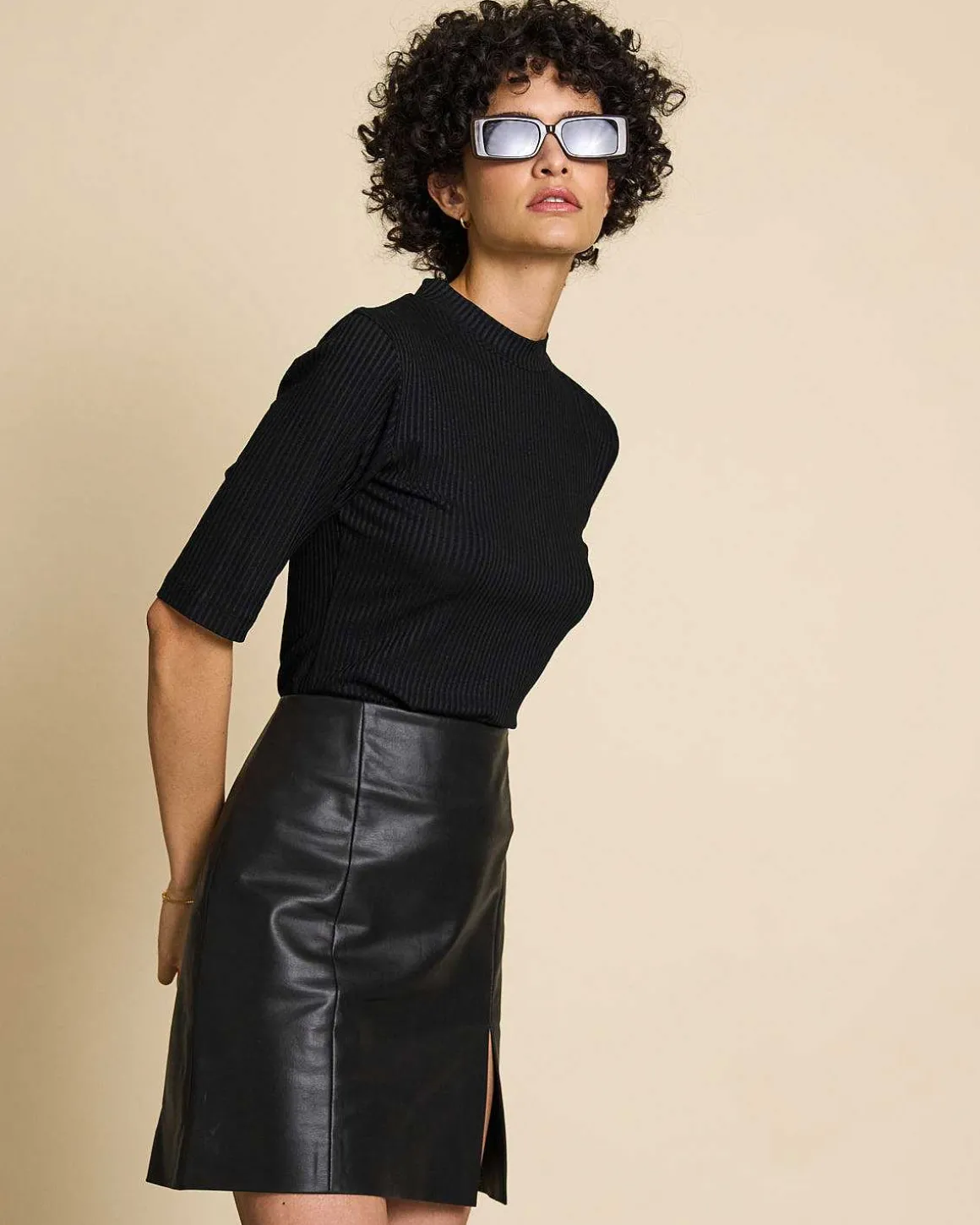 Lyocell Rib T-Shirt Nina Black