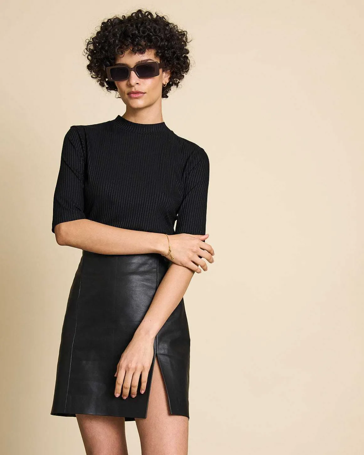 Lyocell Rib T-Shirt Nina Black