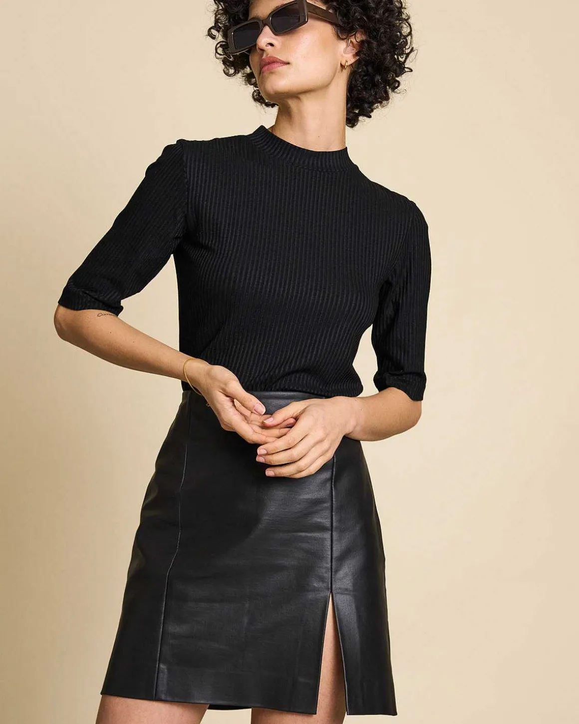 Lyocell Rib T-Shirt Nina Black