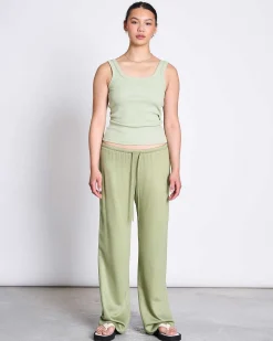 Mid Rise Loose Pants Strath Pale Olive