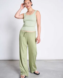 Mid Rise Loose Pants Strath Pale Olive